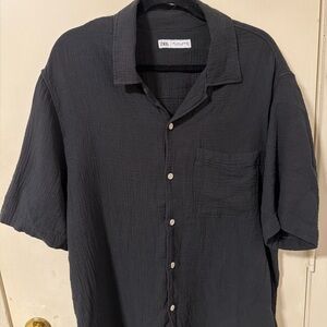 Zara Charcoal Casual Button Down Shirt